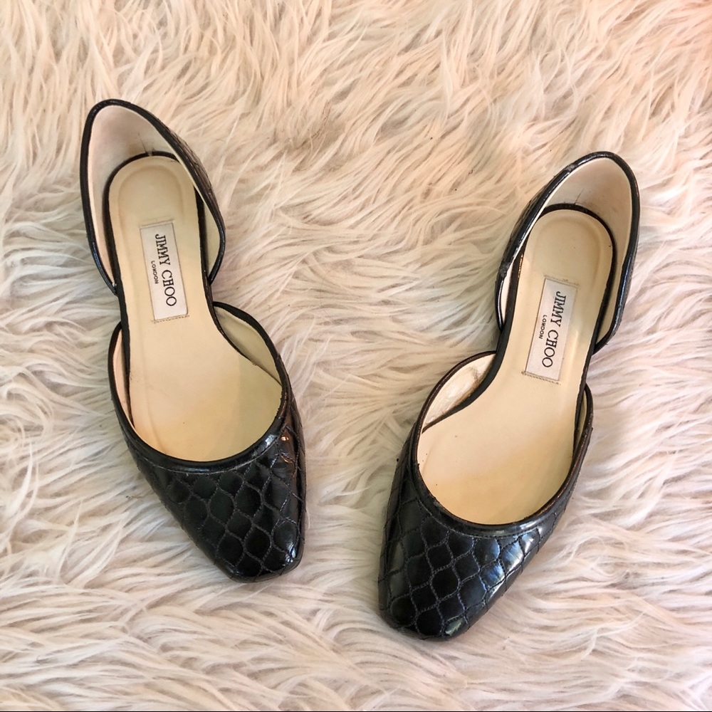 classic Jimmy Choo | Black Patent Quilted Ballet Flats